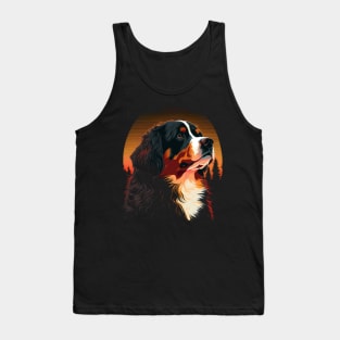 Bernese Mountain Dog Art Print Hiking Orange Sunset Tank Top